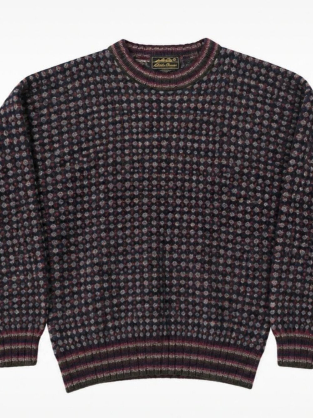 Vintage Eddie Bauer 100% Shetland Wool Sweater XL Tall Textured Knit Crewneck